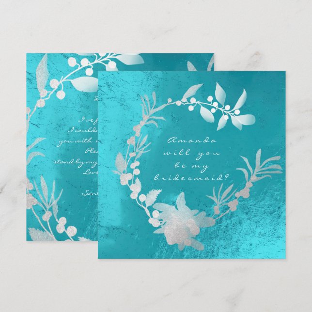 Convites Você Será Minha Porta-Cabra Silver Turquoise Wreat (Frente/Verso)