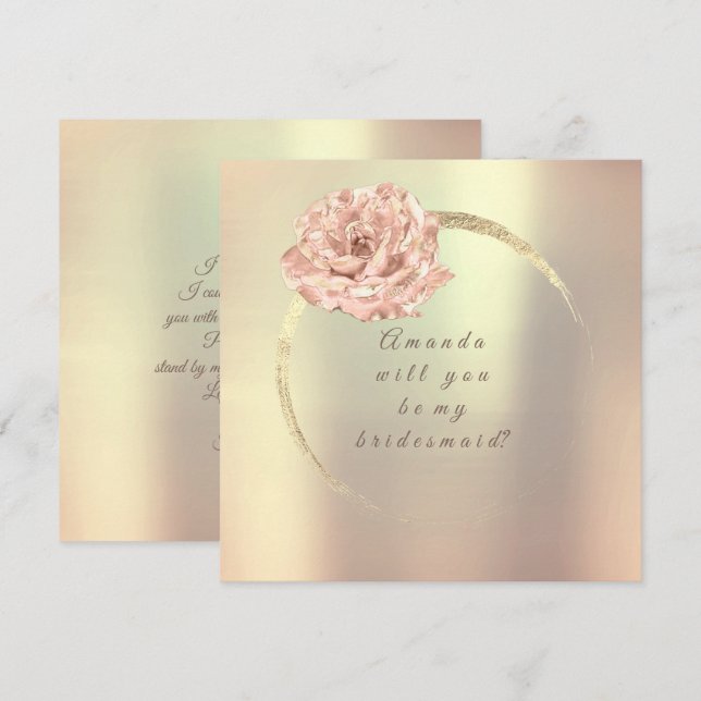 Convites Você Será Minha Porta-Cabras Dourada Rosa Peach Co (Frente/Verso)