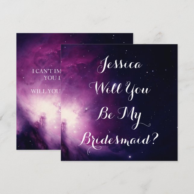 Convites Você Será Minha Porta-Voz? Galaxy Wedding Stars (Frente/Verso)