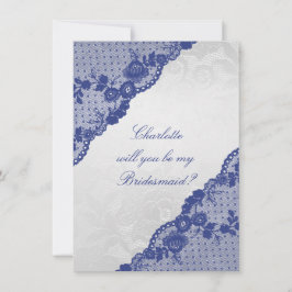 Convites Você Será Minha Porta-Voz? Marinho de prata