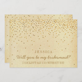 Convites Você Será Minha Porta-Voz? Vintage Dourada Confett