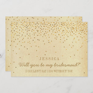 Convites Você Será Minha Porta-Voz? Vintage Dourada Confett