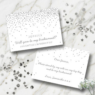 Convites Você Será Minha Porta-Voz? Vintage Silver Confetti