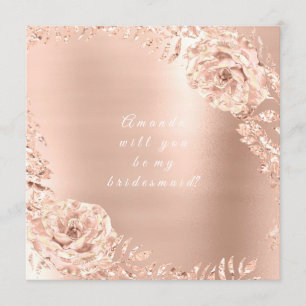 Convites Você Será Minha Rosa De Bridesmaid Dourada Wreath 