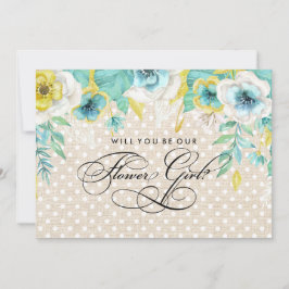 Convites Você será nossa Menina das Flores? Aquarela Floral