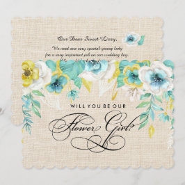 Convites Você será nossa Menina das Flores? Floral Aquarela