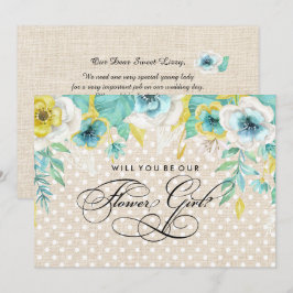 Convites Você será nossa Menina das Flores? Floral Aquarela