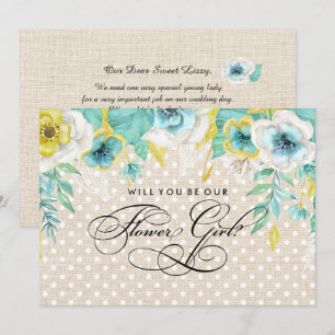 Convites Você será nossa Menina das Flores? Floral Aquarela