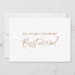 Convites "Você será o meu melhor homem"|Dourada letra Rosa 