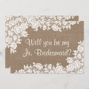 Convites Você Vai Ser Meu Jr. Bridesmaid Rustic Burlap & La