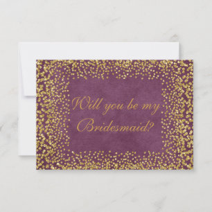 Convites Você Vai Ser Minha Bridesmaid Bordeux Dourado Con