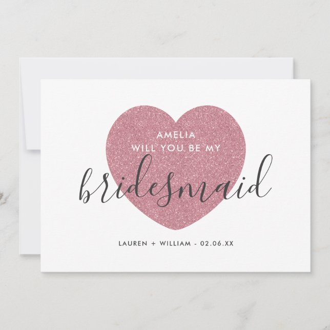 Convites Você Vai Ser Minha Carta De Bridesmaid - Glitted (Frente)