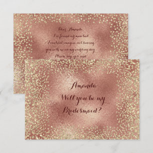 Convites Você Vai Ser Minha Garçonete RoseGold Confetti