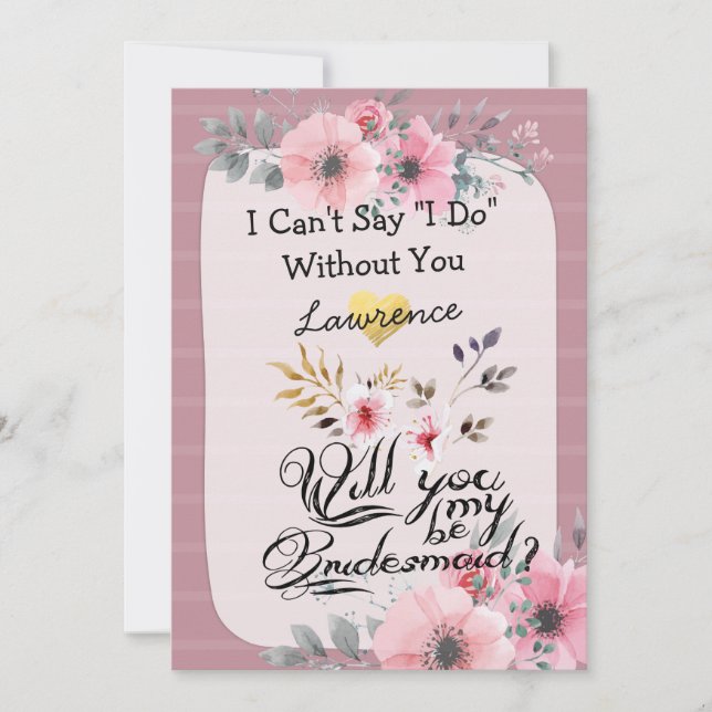 Convites Você Vai Ser Minha Letra Floral De Leitura De Leit (Frente)