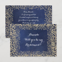 Convites Você Vai Ser Minha Porta-Voz Blue NavyGold Confett