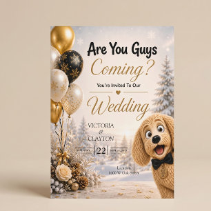 Convites Vocês Estão Vindo? Cachorro Engraçado em Casamento
