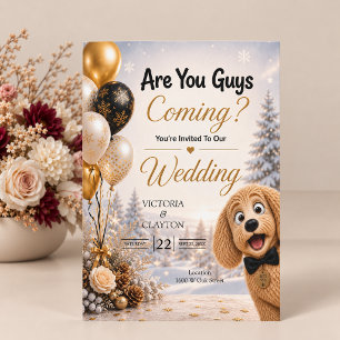 Convites Vocês Estão Vindo? Cachorro Engraçado em Casamento