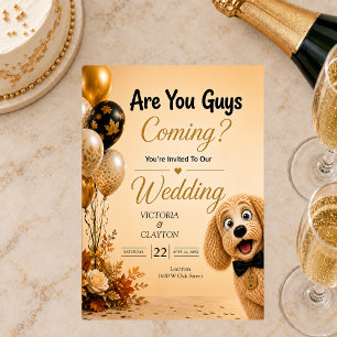 Convites Vocês Estão Vindo? Cachorro Engraçado em Casamento