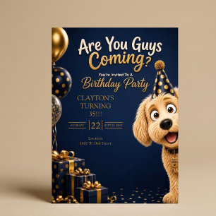 Convites Vocês Estão Vindo? Cachorro Engraçado Festa de Ani