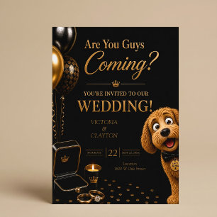 Convites Vocês Estão Vindo? Casamento de Cachorro Luxuoso P