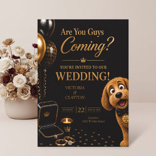 Convites Vocês Estão Vindo? Casamento de Cachorro Luxuoso P