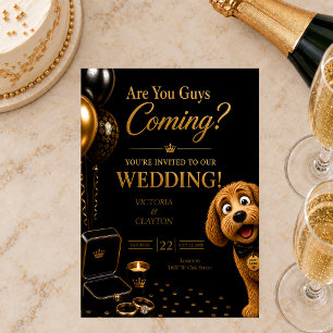 Convites Vocês Estão Vindo? Casamento de Cachorro Luxuoso P
