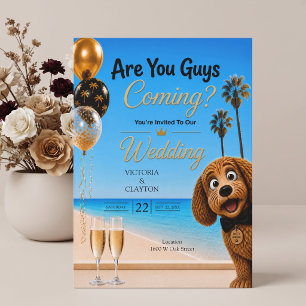 Convites Vocês Estão Vindo? Casamento de Cachorro na Praia