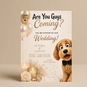 Convites Vocês Estão Vindo? Casamento Engraçado de Cachorro