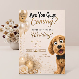 Convites Vocês Estão Vindo? Casamento Engraçado de Cachorro