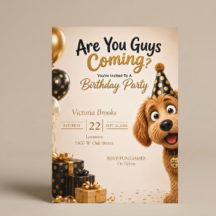 Convites Vocês Estão Vindo? Festa de Aniversário Engraçada
