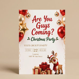 Convites Vocês Estão Vindo? Festa de Natal do Rena