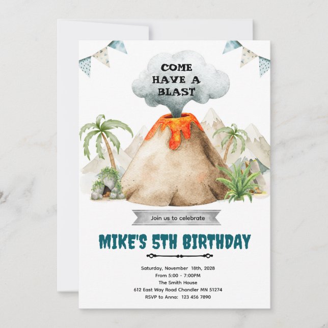 Convites Volcano theme party Invitation (Frente)