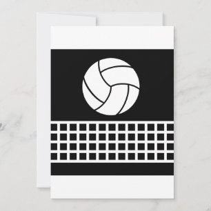 Convites Volei Minimalista e Rede Preto e Branco