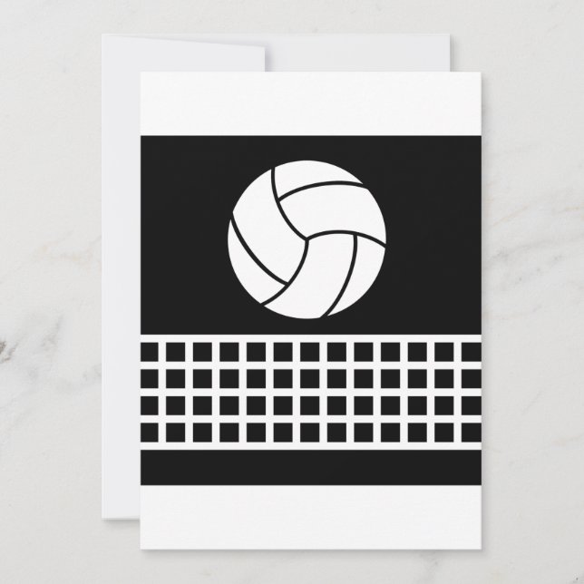 Convites Volei Minimalista e Rede Preto e Branco (Frente)