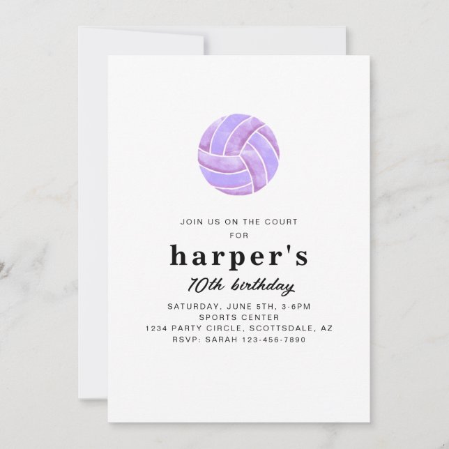 Convites Volleyball Birthday Invitation (Frente)