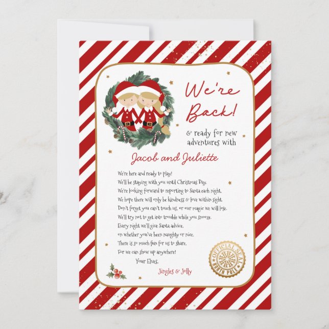 Convites Voltamos à letra Elf (Frente)