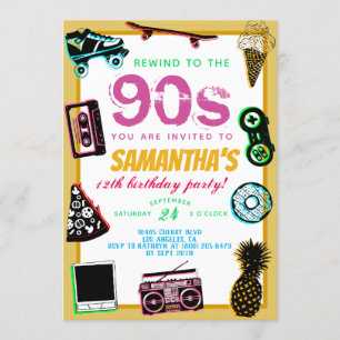 Convites Voltar ao Aniversário dos anos 90