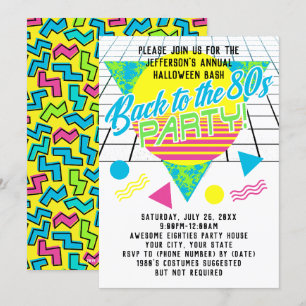 Convites Voltar aos anos 80 Geométrico Festa dos Anos 80