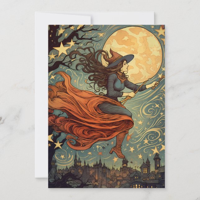 Convites Voo à meia-noite da bruxa (Frente)