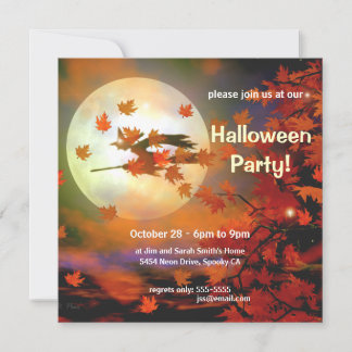Convites Voo da Bruxa de Halloween