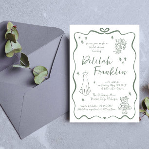 Convites Voos Whimsical Portalha Desenhada à Mão Chá de