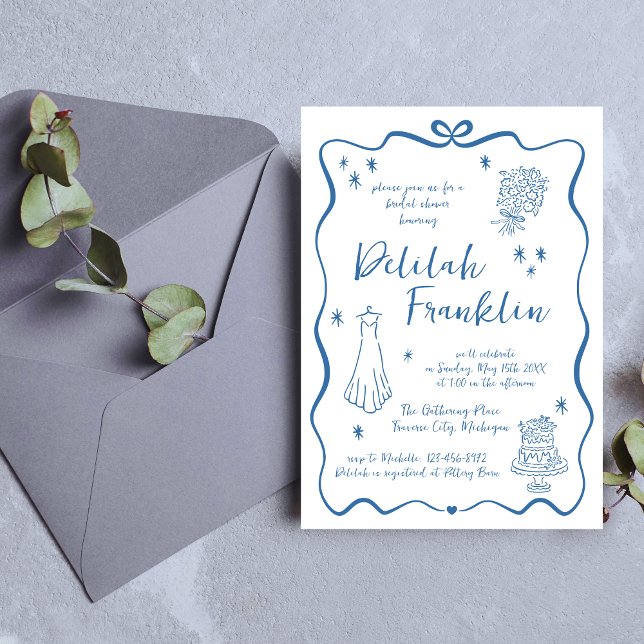 Convites Voos Whimsical | Portalha Desenhada à Mão | Chá de (Criador carregado)