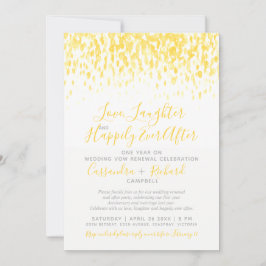 Convites Voto de casamento amarelo renovação 1 ano feliz de