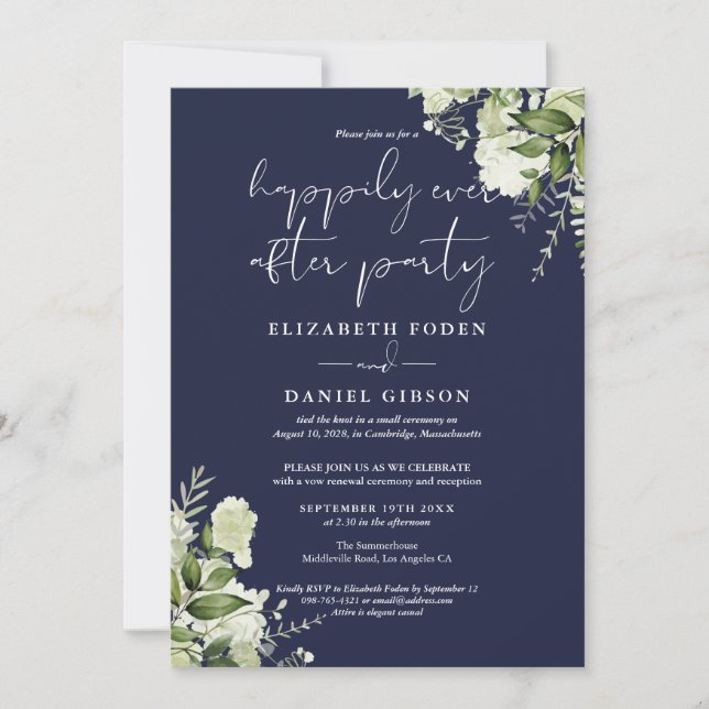 Convites Votos de Casamento da Festa Greenery Happily Ever  (Frente)