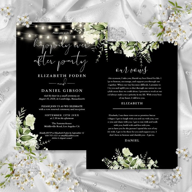 Convites Votos de Casamento da Festa Verde para Sempre (Greenery Happily Ever After Party Wedding Vows Invitation)