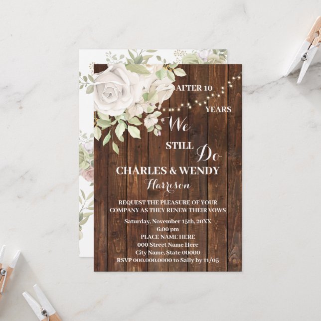 Convites Votos de Renovação de Aniversário de Casamento de  (Frente/Verso In Situ)