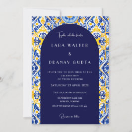 Convites Votos Psicodélicos: Casamento Groovy de Azulejos A