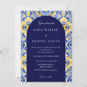 Convites Votos Psicodélicos: Casamento Groovy de Azulejos A
