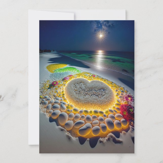 Convites Votos sob as Estrelas: Casamento na Praia Iluminad (Frente)