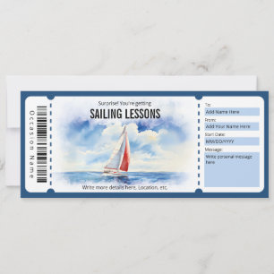 Convites Voucher de Aulas de Vela Surpresa